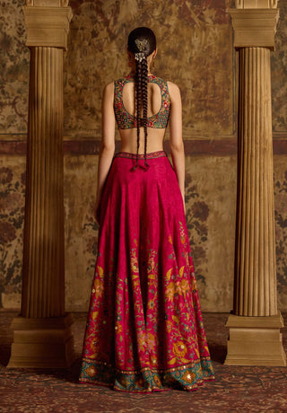 Amyha fuschia and teal green sharara and cape set