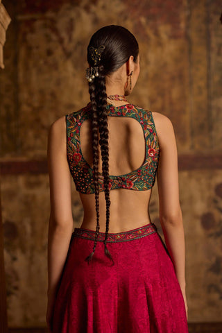 Amyha fuschia and teal green sharara and cape set