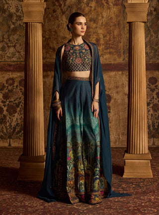 Amisha pacific blue sharara and cape set