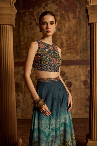 Amisha pacific blue sharara and cape set