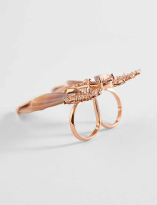 Outhouse-Rose Gold Serefina Double Ring-INDIASPOPUP.COM