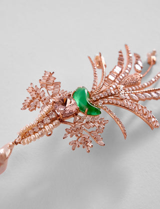 Outhouse-Rose Gold Sunset Palm Brooch-INDIASPOPUP.COM