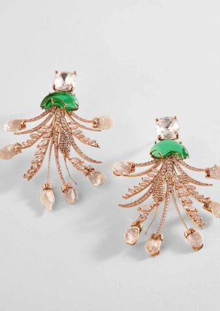 Outhouse-Rose Gold Royal Palm Earrings-INDIASPOPUP.COM