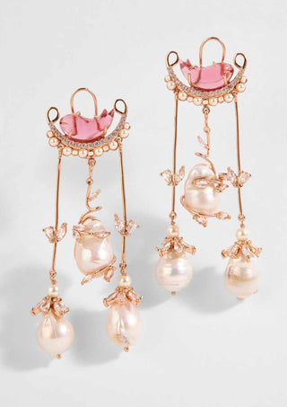 Outhouse-Rose Gold Cleo Dewdrop Earrings-INDIASPOPUP.COM