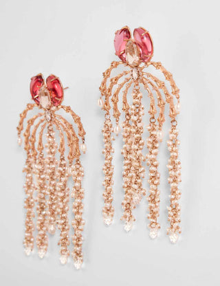 Outhouse-Rose Gold Faena Dewdrop Earrings-INDIASPOPUP.COM