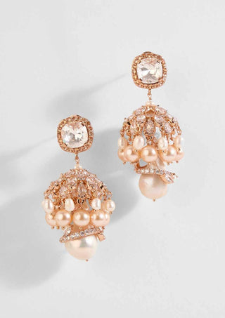 Outhouse-Rose Gold Paloma Pearl Earrings-INDIASPOPUP.COM