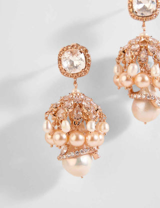 Outhouse-Rose Gold Paloma Pearl Earrings-INDIASPOPUP.COM