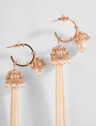 Outhouse-Rose Gold Paloma Pearl Couture Hoops-INDIASPOPUP.COM