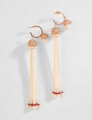 Outhouse-Rose Gold Paloma Pearl Couture Hoops-INDIASPOPUP.COM