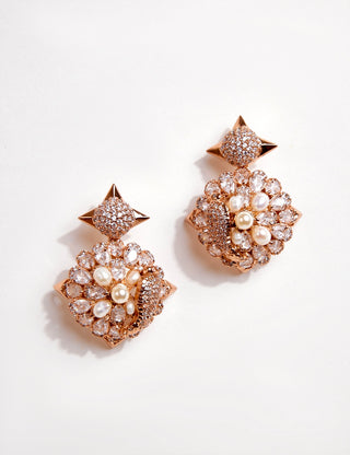 Outhouse-Rose Gold Siene Earrings-INDIASPOPUP.COM