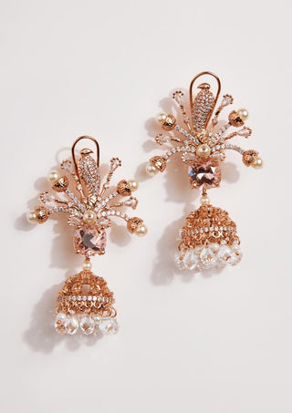 Outhouse-Rose Gold Majesty Earrings-INDIASPOPUP.COM