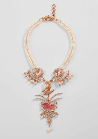 Outhouse-Rose Gold Sunset Palm Necklace-INDIASPOPUP.COM