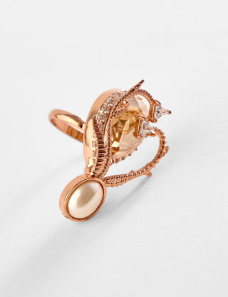 Outhouse-Rose Gold Paloma Pearl Ring-INDIASPOPUP.COM