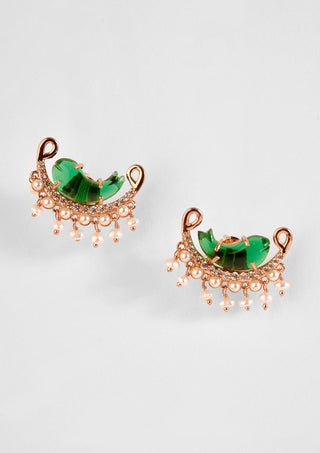 Outhouse-Rose Gold Le Cleo Stud Earrings-INDIASPOPUP.COM