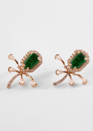 Outhouse-Emerald Green Faena Mini Stud Earrings-INDIASPOPUP.COM
