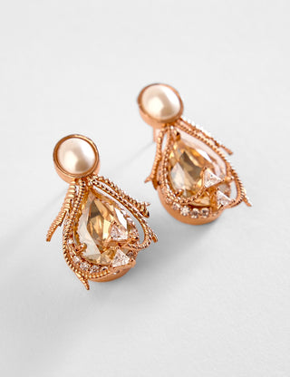 Outhouse-Rose Gold Paloma Pearl Stud Earrings-INDIASPOPUP.COM