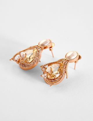 Outhouse-Rose Gold Paloma Pearl Stud Earrings-INDIASPOPUP.COM
