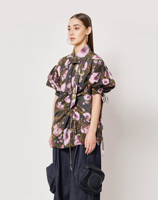 Two Point Two-Emiko Olive Green Floral Top-INDIASPOPUP.COM