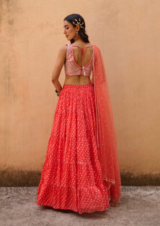 Chamee And Palak-Orange Bandhani Lehenga Set-INDIASPOPUP.COM