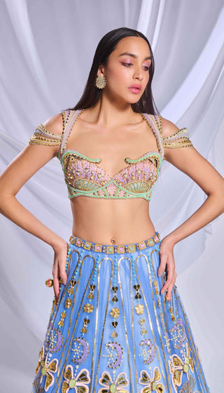 Once In A Blue Moon Lehenga Set by Papa Don'T Preach By Shubhika, available on Indiaspopup.com