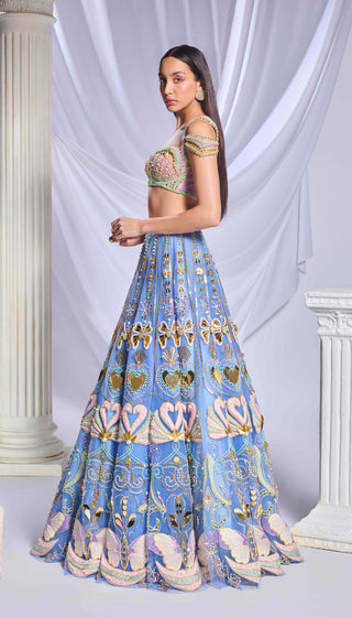 Once In A Blue Moon Lehenga Set by Papa Don'T Preach By Shubhika, available on Indiaspopup.com