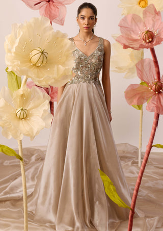 Roqa-Orchid Gray Gown-INDIASPOPUP.COM