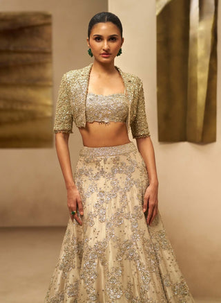 Champagne blossom lehenga set