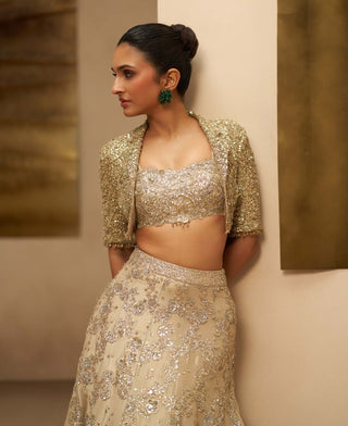 Champagne blossom lehenga set
