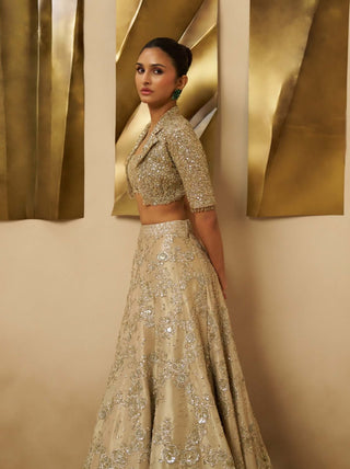 Champagne blossom lehenga set