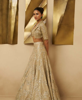 Champagne blossom lehenga set