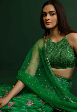 Chamee And Palak-Green Adele Floral Lehenga Set-INDIASPOPUP.COM