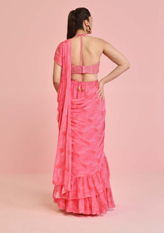 Chamee And Palak-Pink Lara Drape Sari And Blouse-INDIASPOPUP.COM