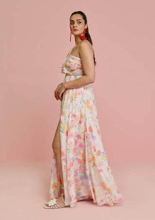 Chamee And Palak-Ivory Irene Georgette Gown-INDIASPOPUP.COM