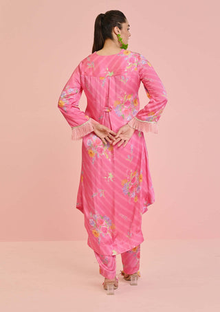 Chamee And Palak-Pink Rosetta Printed Kurta And Pants-INDIASPOPUP.COM