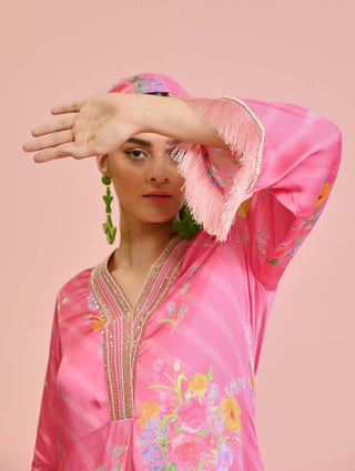 Chamee And Palak-Pink Rosetta Printed Kurta And Pants-INDIASPOPUP.COM