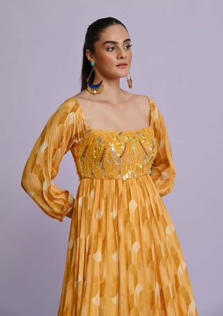 Chamee And Palak-Yellow Remi Georgette Gown-INDIASPOPUP.COM