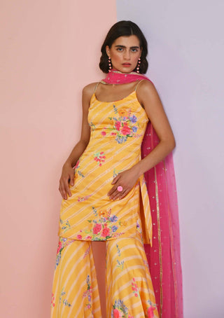 Chamee And Palak-Yellow Sara Satin Sharara Set-INDIASPOPUP.COM