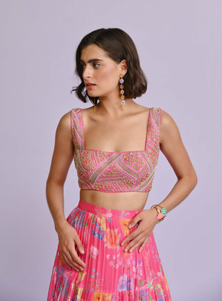 Chamee And Palak-Pink Diana Frill Lehenga Set-INDIASPOPUP.COM