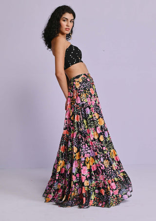 Chamee And Palak-Black Norah Hana Frill Lehenga And Blouse-INDIASPOPUP.COM