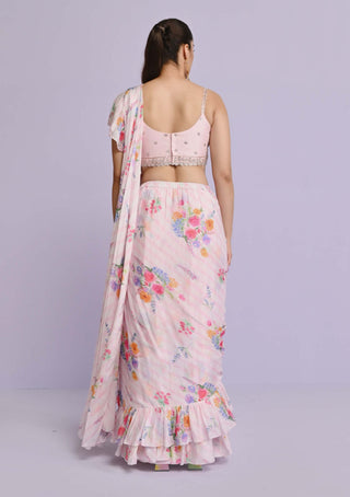 Chamee And Palak-Ivory Pink Amelia Ruffle Sari And Blouse-INDIASPOPUP.COM