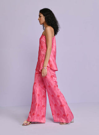 Chamee And Palak-Pink Lara One Shoulder Top And Pants-INDIASPOPUP.COM