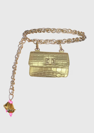 Papa Don'T Preach By Shubhika-Gold Embellished Waist Belt Bag-INDIASPOPUP.COM