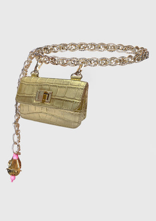 Papa Don'T Preach By Shubhika-Gold Embellished Waist Belt Bag-INDIASPOPUP.COM
