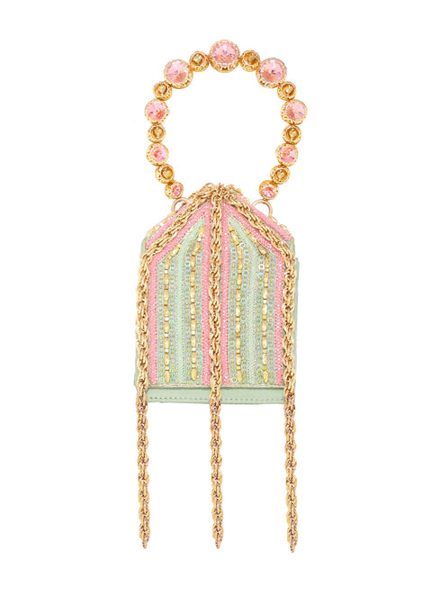 Papa Don'T Preach By Shubhika-Mint Embellished Mini Bag-INDIASPOPUP.COM