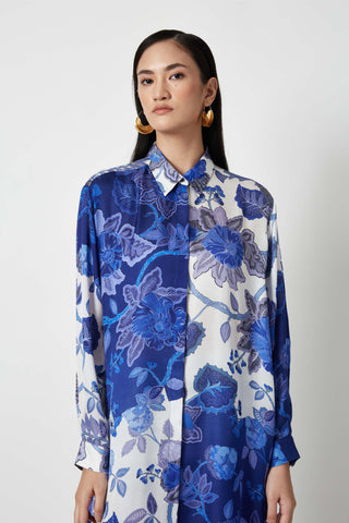 Payal Pratap-Sumatra Blue Printed Tunic And Pants-INDIASPOPUP.COM