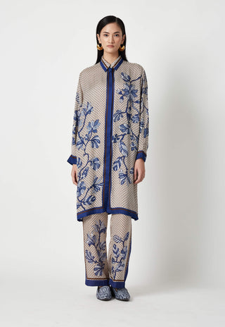 Payal Pratap-Bangka Blue Printed Tunic And Pants-INDIASPOPUP.COM