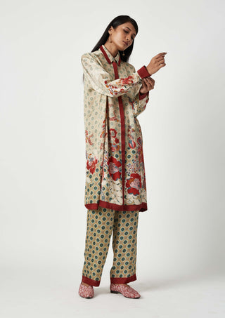 Payal Pratap-Buton Beige Printed Tunic And Pant-INDIASPOPUP.COM
