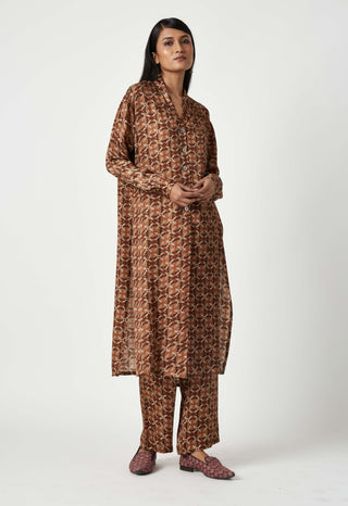 Payal Pratap-Tumirah Brown Printed Tunic And Pant-INDIASPOPUP.COM