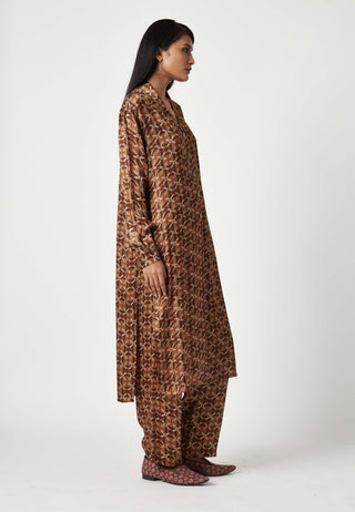 Payal Pratap-Tumirah Brown Printed Tunic And Pant-INDIASPOPUP.COM