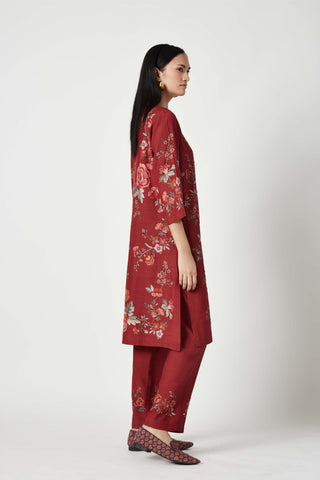 Payal Pratap-Siaba Red Printed Kurta And Pants-INDIASPOPUP.COM